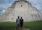 Posing at the Pyrmaid of the Magician on the way out of the site. : Cancun Sept 2012